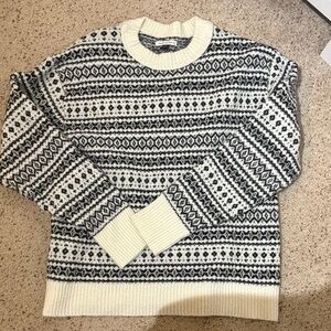 American Eagle Outfitters Black and Cream Crewneck Sweater